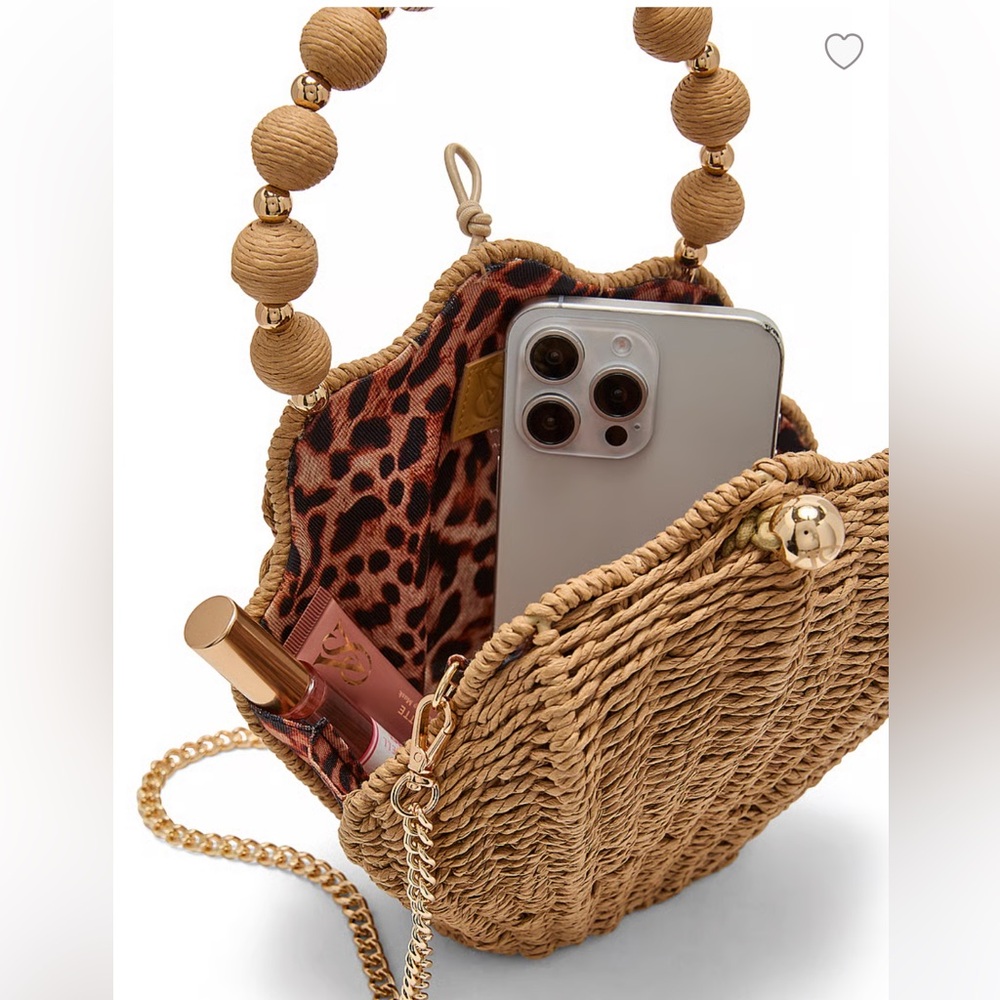 ☀️🐚VICTORIA’S SECRET WOVEN SHAPED RAFFIA SHELL BAG 🐚 crossbody bag removal chain - Picture 12 of 14